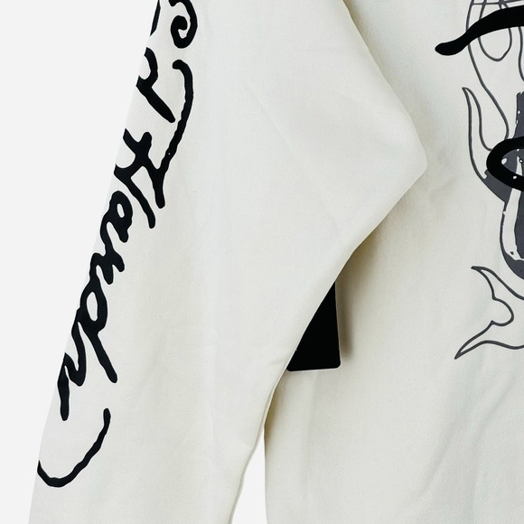 NWT Ed Hardy Men's Battle Skull Ivory Hoodie Sweatshirt Size XL Pullover - Picture 12 of 15
